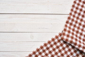 Fototapeta premium plaid tablecloth wooden texture kitchen decoration design