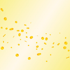 Indian rupee coins falling. Ecstatic scattered INR coins. India money. Bewitching jackpot, wealth or success concept. Vector illustration.