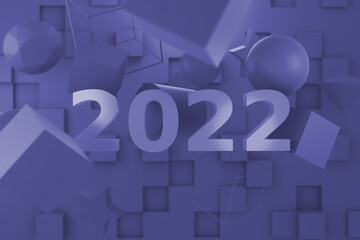 2022 Year Color Design Periwinkle color 3d rendering illustration