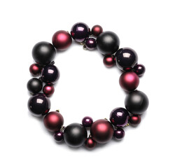 Frame made of Christmas balls on white background