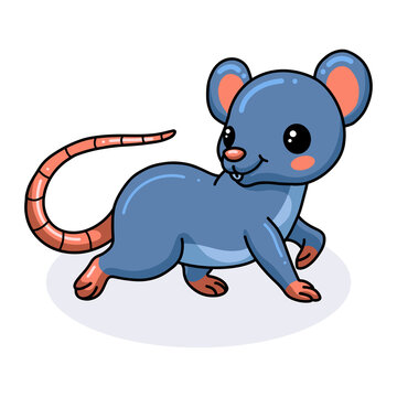 Cute little mouse cartoon walking