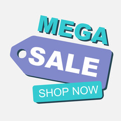 Mega sale discount banner template promotion. One day deal, special offer. Set of flat backgrounds for social media, stories, banners, invitation card, poster, greeting card. Vector illustration