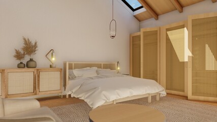 Bedroom, Wabi Sabi style - interior design