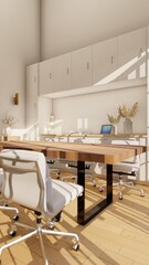 Home office, wabi sabi style - interior design