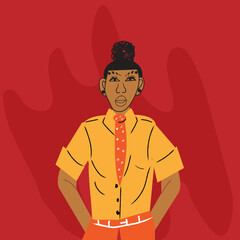 Masculine gay woman in dressy attire