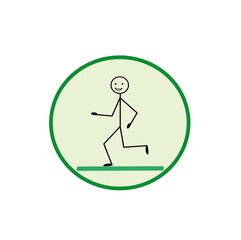 treadmill icon, silhouette of a person running, doing sports, button