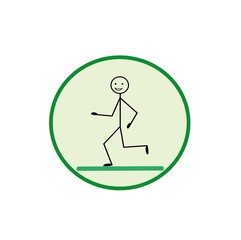 treadmill icon, silhouette of a person running, doing sports, button