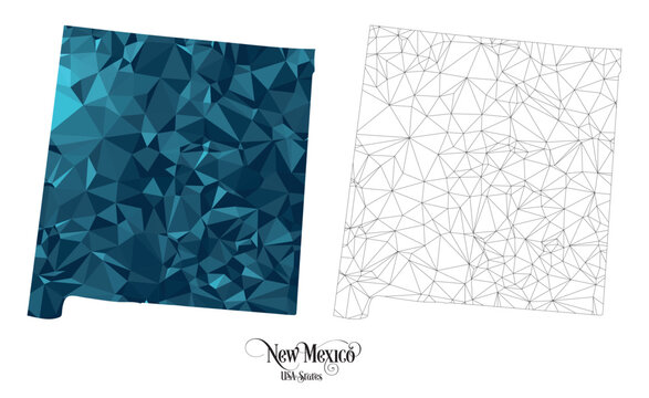 Low Poly Map of New Mexico State (USA). Polygonal Shape Vector Illustration.
