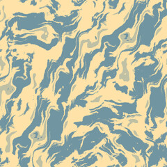 Neutral light blue yellow seamless abstract texture. Modern coastal living all over print. Irregular soft furnishing cover grunge background. High quality jpg swatch.