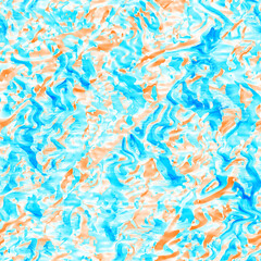 Wavy summer dip dye background. Ombre color blend for beach swimwear, trendy fashion print. Boho dripping wave digital watercolor effect. High resolution artistic seamless pattern material.