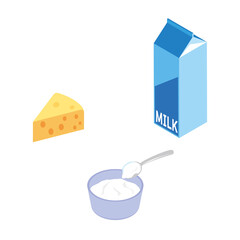 乳製品のアイソメトリックイラスト