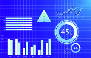 background bar graph, circle, triangle, line