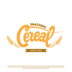 Vintage lettering snack cereal logo design vector illustration.