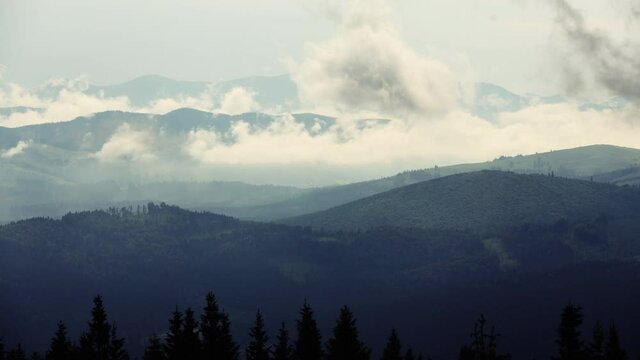 Hyperloop video. Majestic Carpathian Mountains. Beautiful landscape of untouched nature