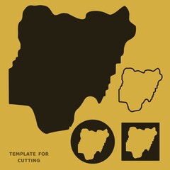 Nigeria map Template for laser cutting, wood carving, paper cut. Silhouettes for cutting. Nigeria map  stencil.
