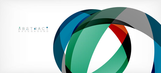 Obraz premium Geometric abstract background. Circle created with overlapping color shapes. Vector Illustration For Wallpaper, Banner, Background, Landing Page