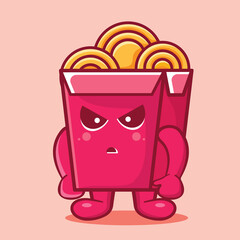 cute noodle box character mascot with mad gesture isolated cartoon in flat style