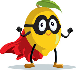 Naklejka premium Strong Superhero Lemon Fruit Vector Cartoon Character