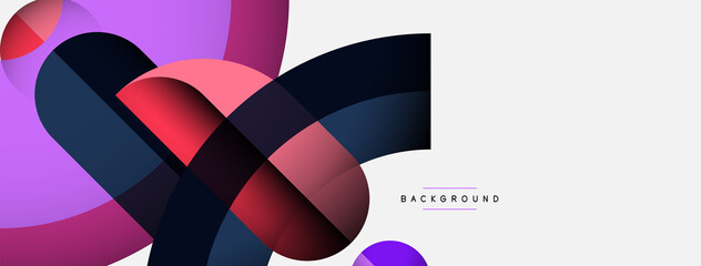 Fototapeta premium Geometric abstract background. Round shapes, circles, lines composition for wallpaper banner background or landing page