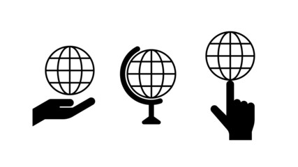 Three types of earth icons. Earth planet concept.