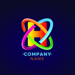 This an abstract colorful H letter Vector logo for Business Company, Brand Logo, abstract colorful illustration