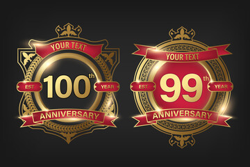 Anniversary badge template with 99th and 100th
