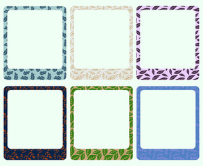 Collection of leaves pattern photo frames. The border element with leaf pattern decorative.