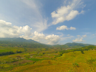 Photo background view of the valley from the top of the hill in the Cicalengka area, IndonesiaEDIA