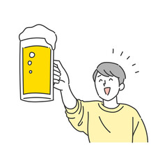 ビールで乾杯する男性のイラスト