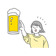 ビールで乾杯する女性のイラスト © hoshisei