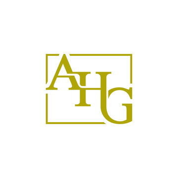 initial letter AHG square line logo vector