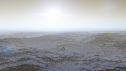 Fototapeta premium beautiful view from an exoplanet, a view from an alien planet, a computer-generated surface, a fantastic view of an unknown world, a fantasy world 3D render