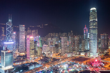 Fototapeta na wymiar the night view of Hong Kong central district 11 Dec 2019