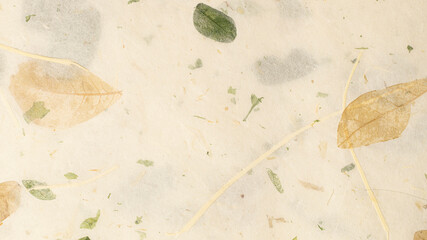Pale Yellow Mulberry Paper with leaf texture background, Handmade paper horizontal with Unique design of paper, Soft natural paper style For aesthetic creative design