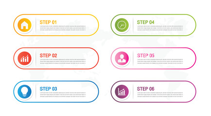 six timeline infographic template.Presentation business infographic template with 6 options