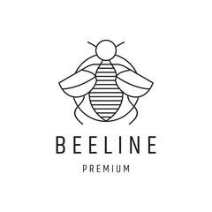 Bee Line Logo design with Line Art On White Backround 