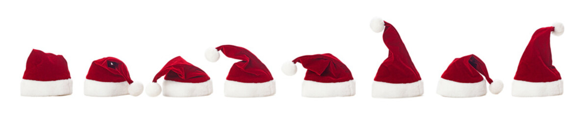 Obraz na płótnie Canvas Set of Santa hats. Isolated on white background.