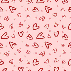seamless pattern grunge hand drawn hearts
