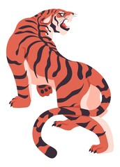 Fototapeta na wymiar Royal Bengal tiger with stripes on fur coat vector