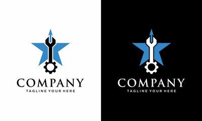 Star Mechanic logo vector template, Creative Mechanic logo design concepts . on a black and white background.