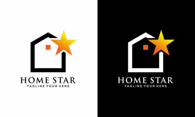 star roof logo vector. realty logo. home logo design vector template. on a black and white background.
