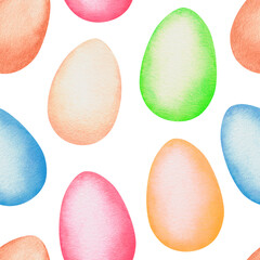 Easter eggs seamless pattern. Watercolor vintage illustration. Isolated on a white background.