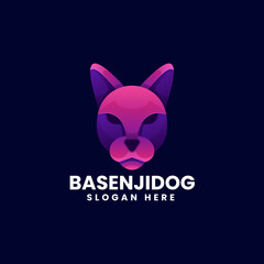 Vector Logo Illustration Dog Gradient Colorful Style.