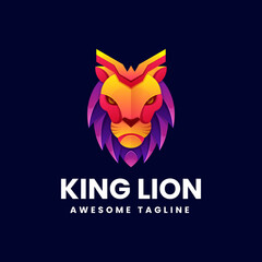 Vector Logo Illustration King Lion Gradient Colorful Style.