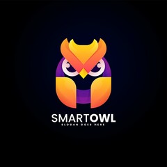 Vector Logo Illustration Smart Owl Gradient Colorful Style.