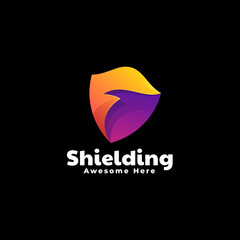 Vector Logo Illustration Shield Gradient Colorful Style.
