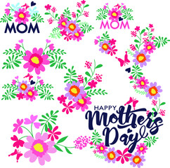 mothers day flower bunches illustration