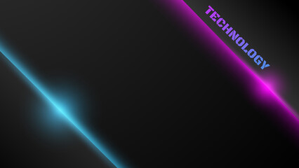 abstract black metal background with blue and pink neon light