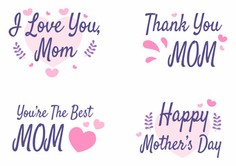 Happy Mother Day with Beautiful Blossom Flowers and Calligraphy Text Which is Commemorated on December 22 for Greeting Card or Poster Flat Design Illustration