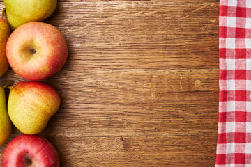 fruit apples pears vitamins garden checkered tablecloth